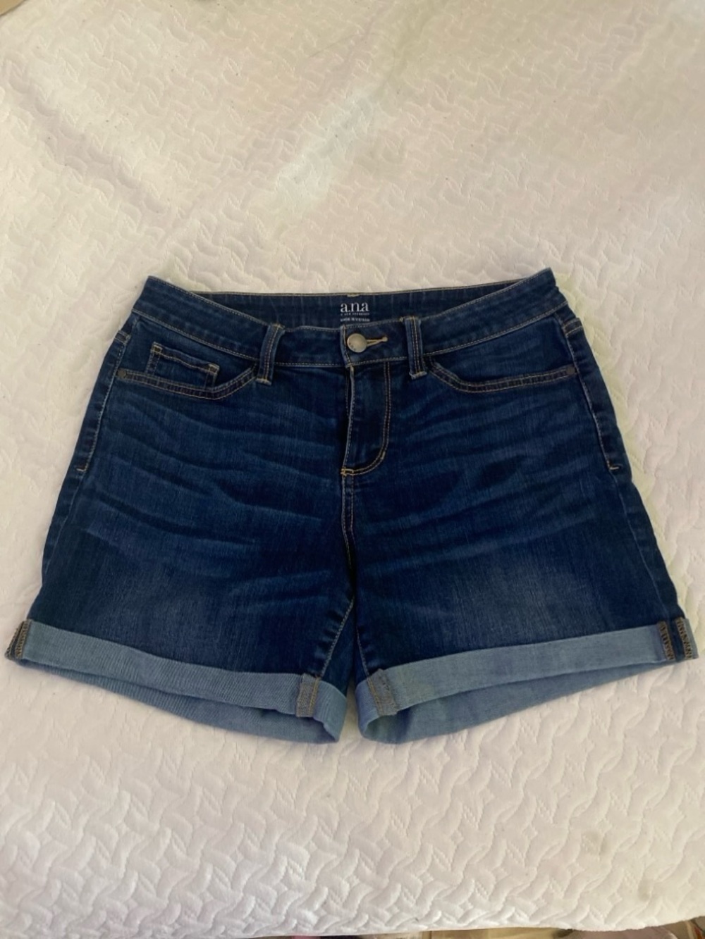 a.n.a Dark Wash Cuffed Denim Shorts